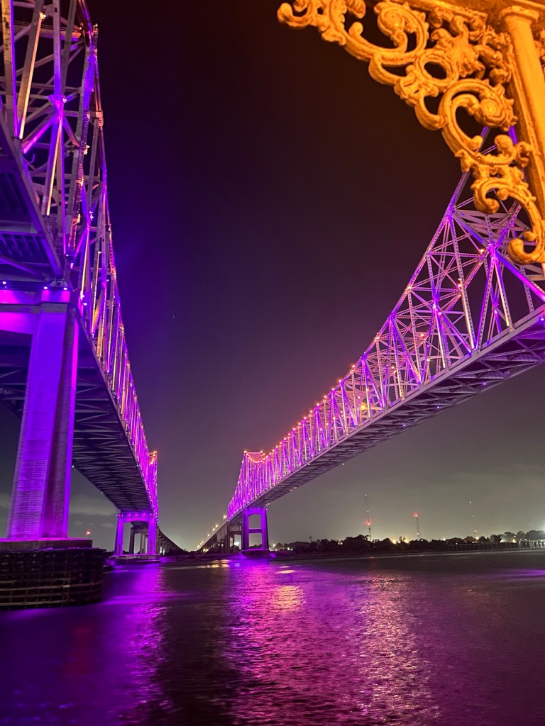 Crescent City Connection bridge spanning the Mississippi in New Orleans