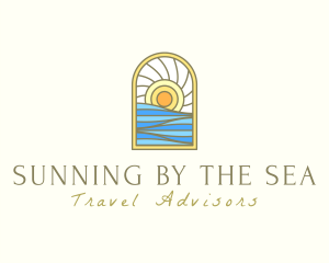Sunning By The Sea Travel Logo